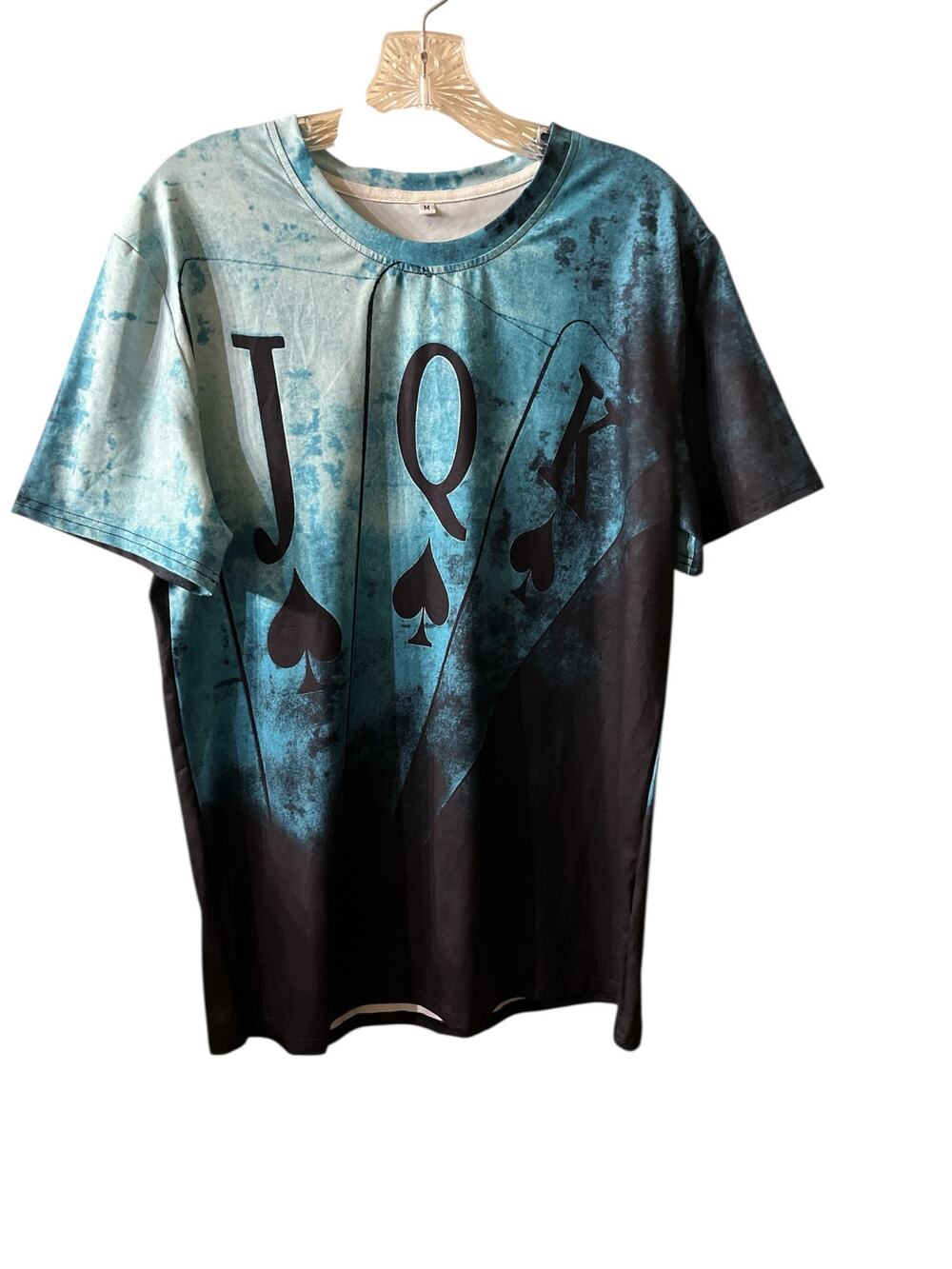 Shein Poker Cards Short Sleeve Playing Cards Print Tie-Dye T-Shirt M